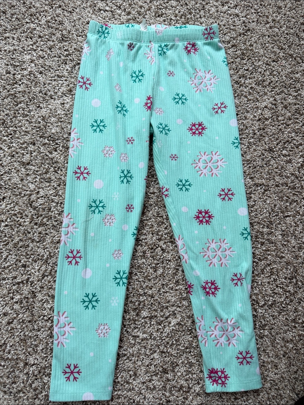 Falls Creek Girls Mint Green Snowflake Stretch Pants size small 6/6x